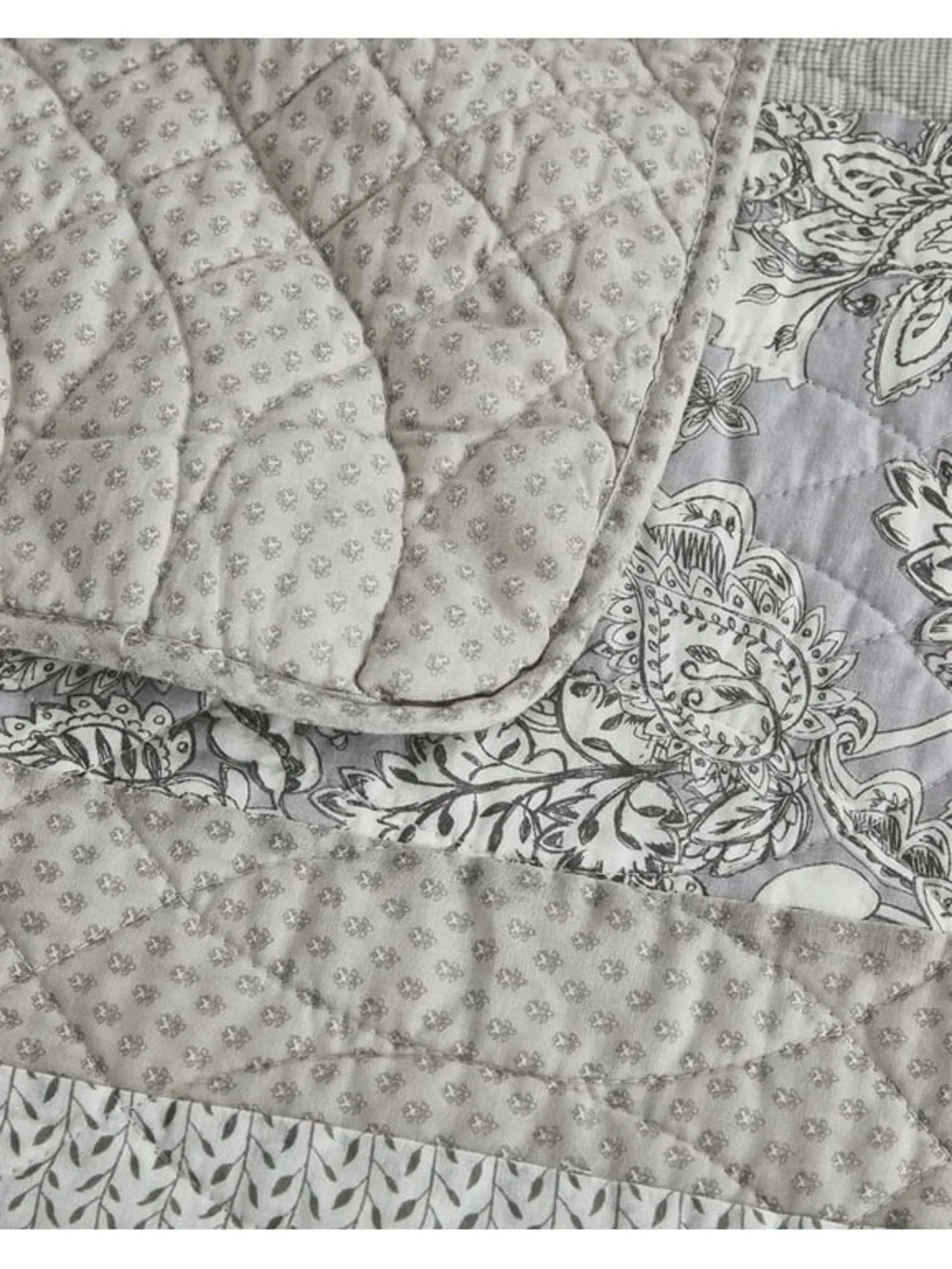 Neutral Stripe king 3 piece Quilted Bedspread Set 100% cotton